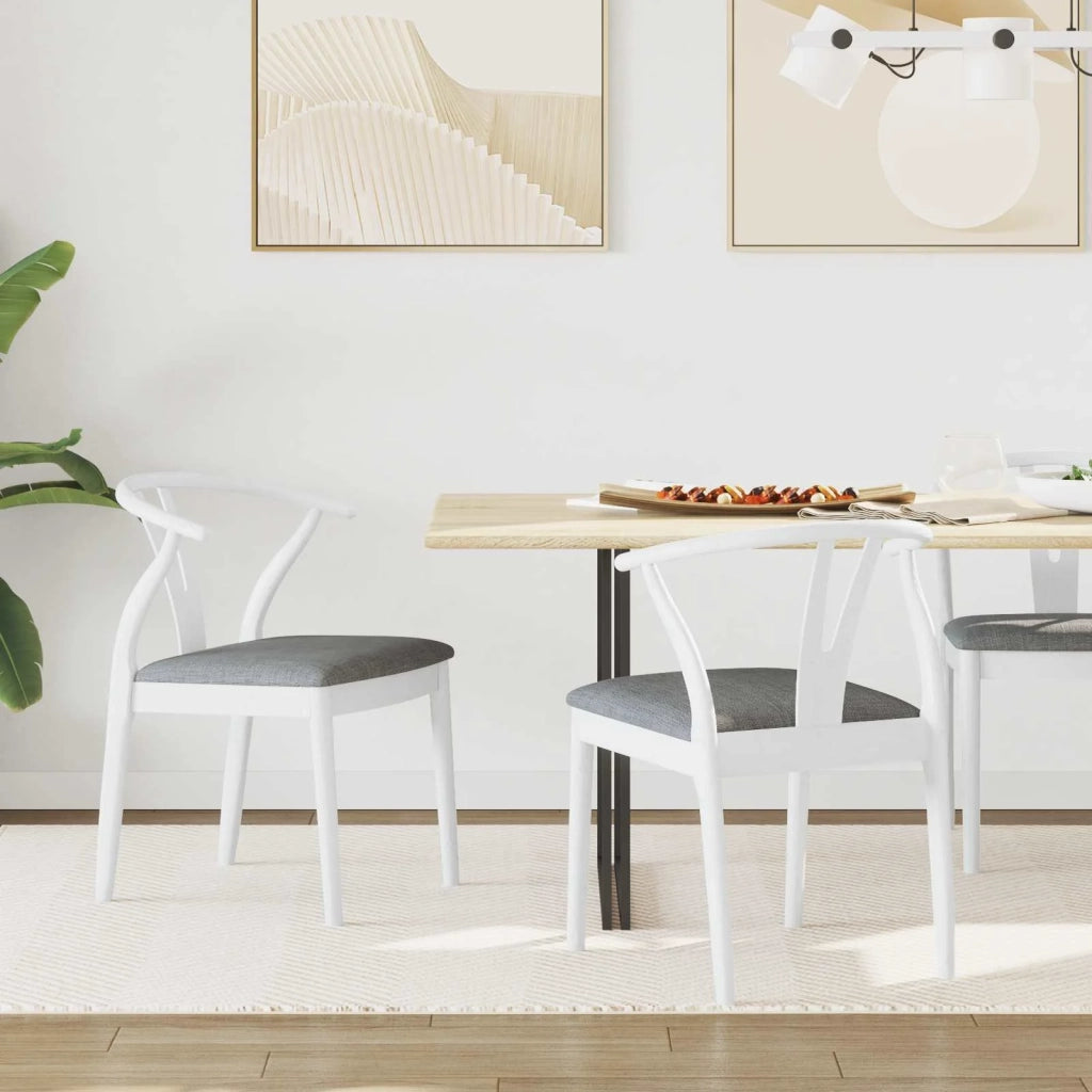 Sedia da pranzo 2 pz | Sedie da cucina Bianco e Grigio Legno di gomma solido