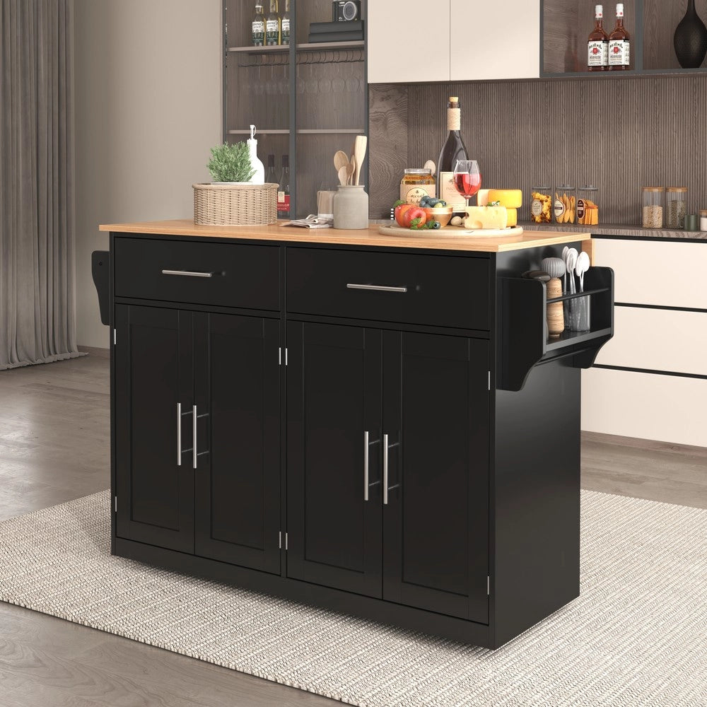 Carrello Portavivande Pieghevole ¨C Xylo ¨C Nero, 120x46x91 cm, Rotelle e Gambe in Legno