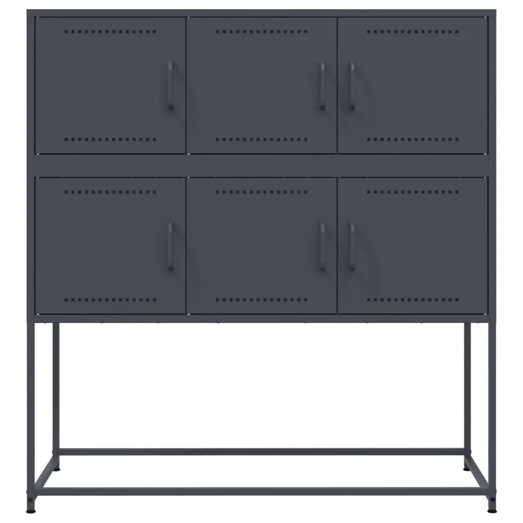Buffet credenza cassettiera armadio mobile contenitore organizer per cucina soggiorno salotto 100,5 x 39 x 107 cm acciaio antracite 02_0029683