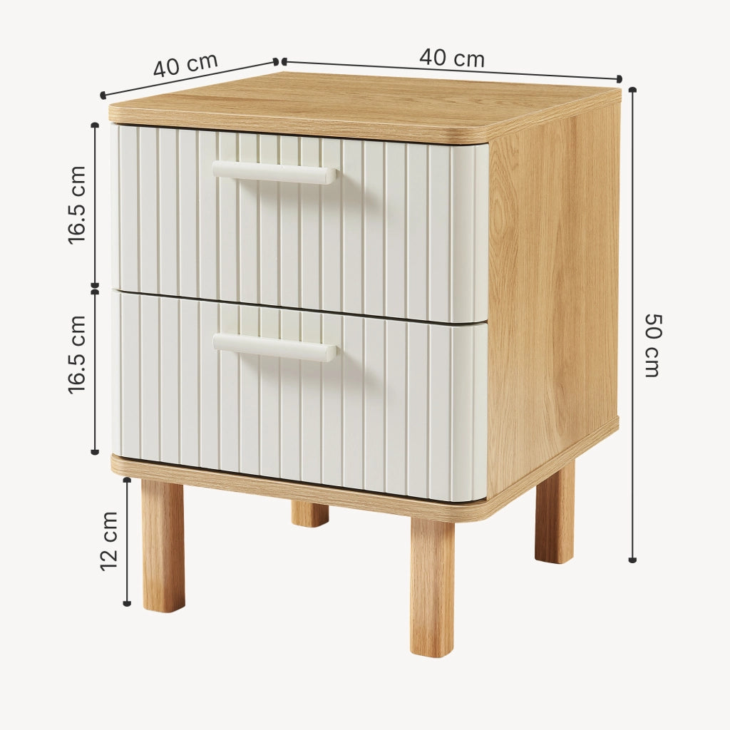 Comodino Ferrersp Mobile Contenitore con 2 Cassetti 50 x 40 x 40 cm - Effetto Rovere / Avena Oatmeal [en.casa]