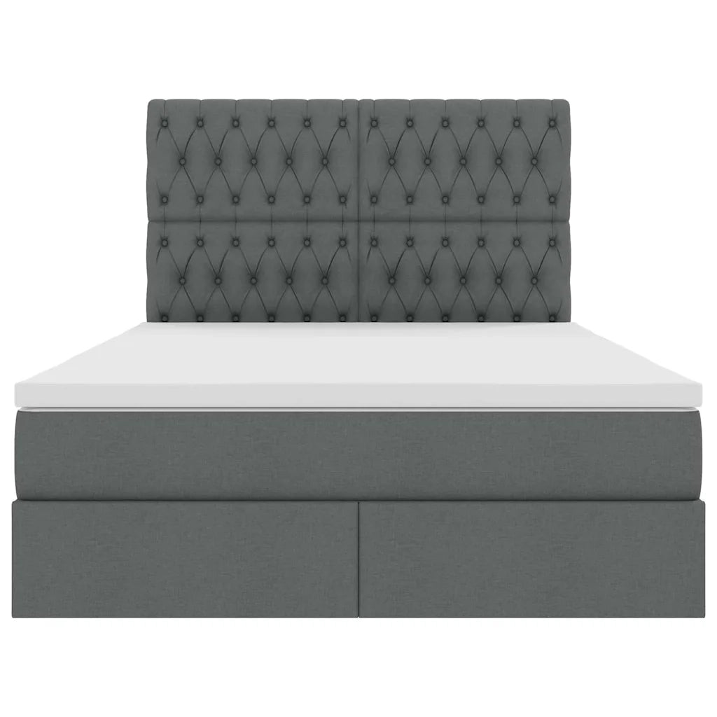 Letto con contenitore LED e materasso Grigio Scuro 140 x 190 cm
