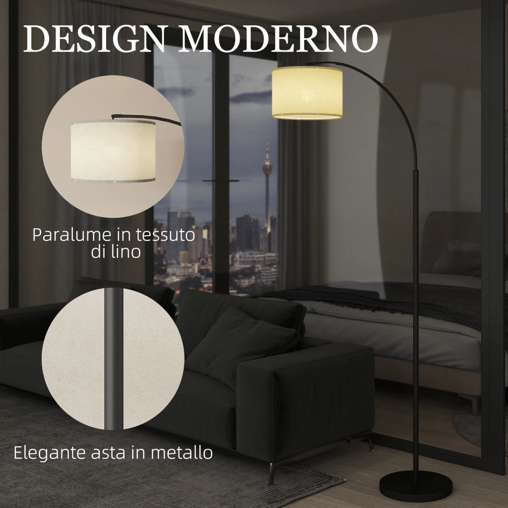 Lampada da Terra LED Regolabile con Telecomando con Timer 1H e Girevole in Metallo Nero