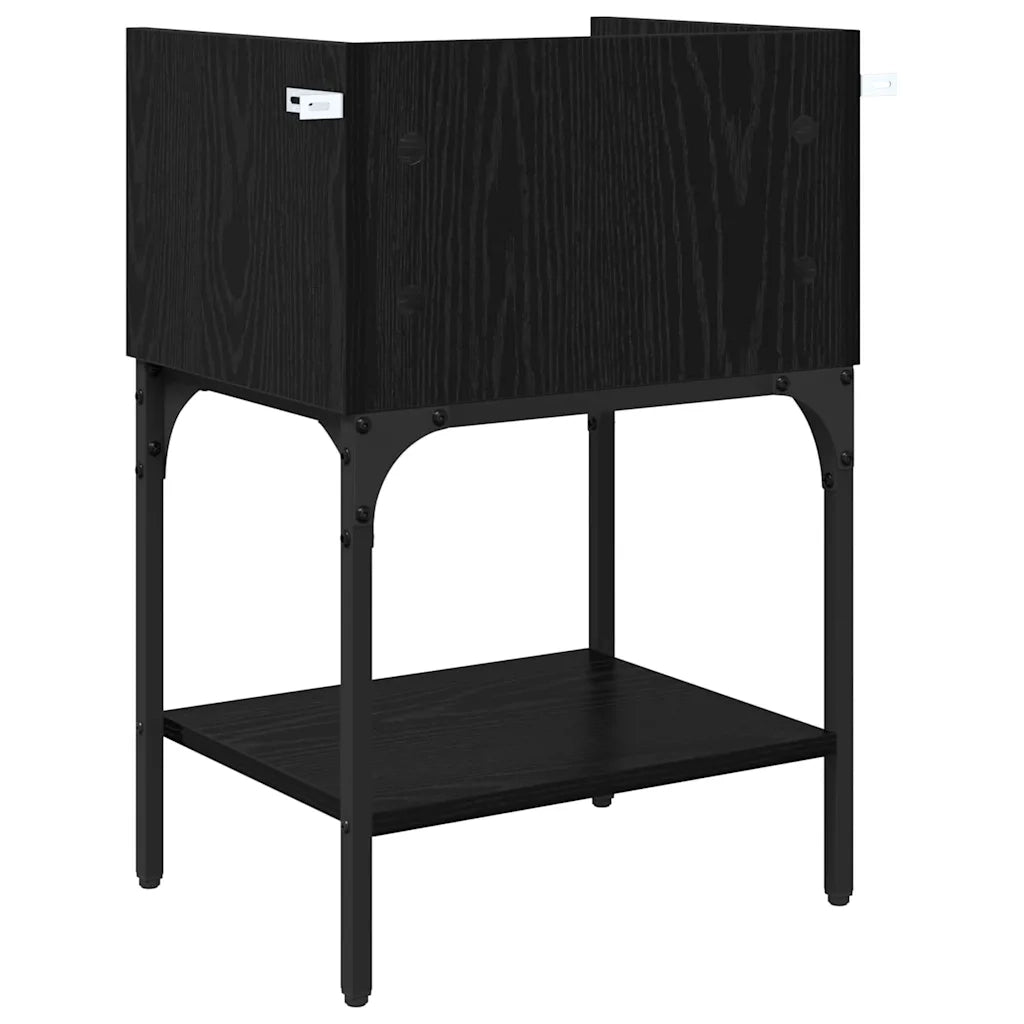Comodino-Tavolino da notte Rovere Nero 40 x 29 x 60 cm Legno multistrato