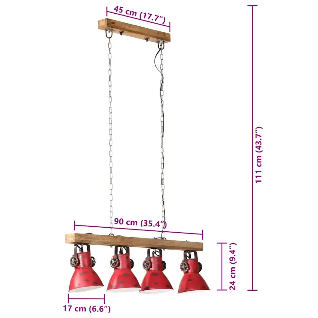 Lampada da Soffitto 25 W Rosso Anticato 90x24x111 cm E27 CFW6221853