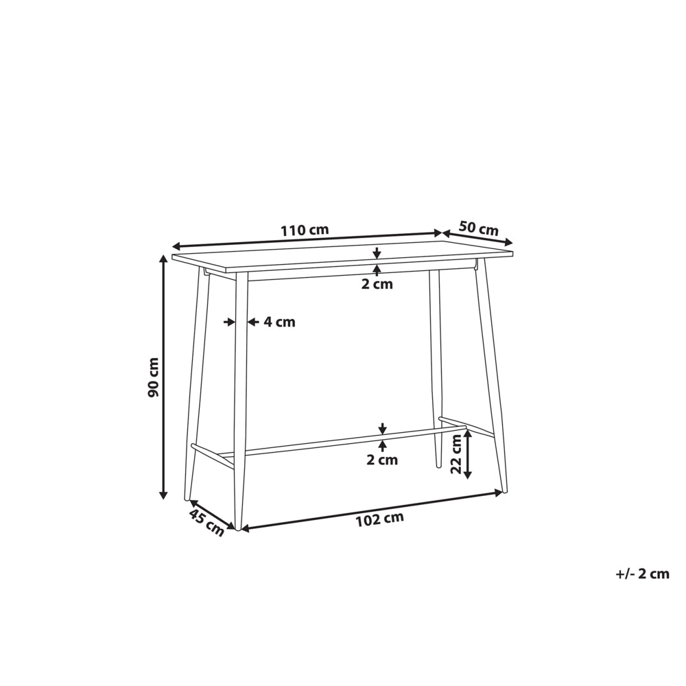 Tavolo da pranzo Piano in MDF bianco 90 x 50 cm Metallo Finitura legno Gambe in metallo Minimalista