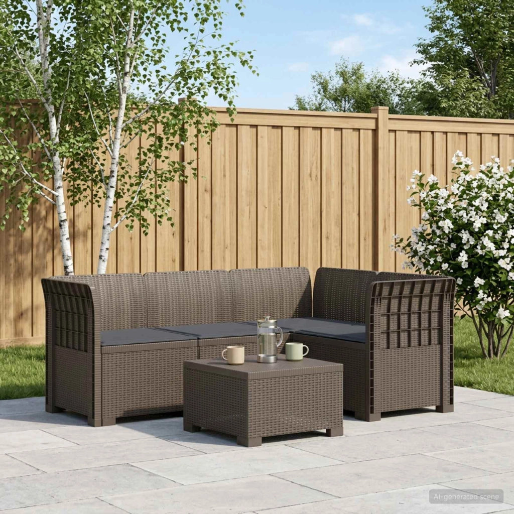 Divano da Giardino 4 Posti con Cuscini Aspetto Rattan PP 3443977