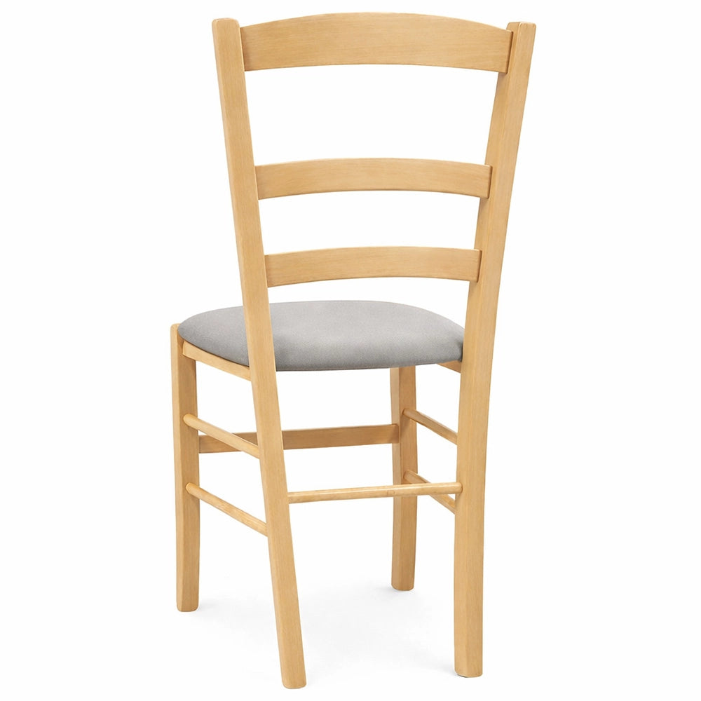 Sedie da sala da pranzo Paesana in legno naturale seduta imbottita grigio chiaro