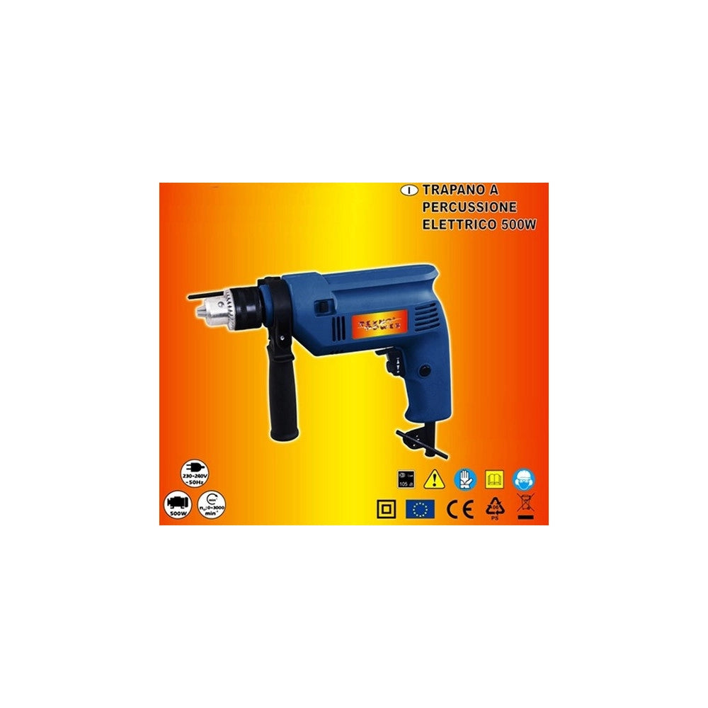 Trade Shop - Trapano A Percussione Elettrico 500w Incluso 2set Di Punte Per Metallo E Cemento -