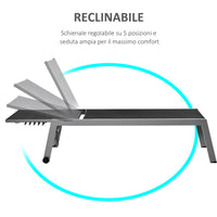 Lettino Prendisole da Giardino in Textilene 169x65x102 cm  UV-A Grigio