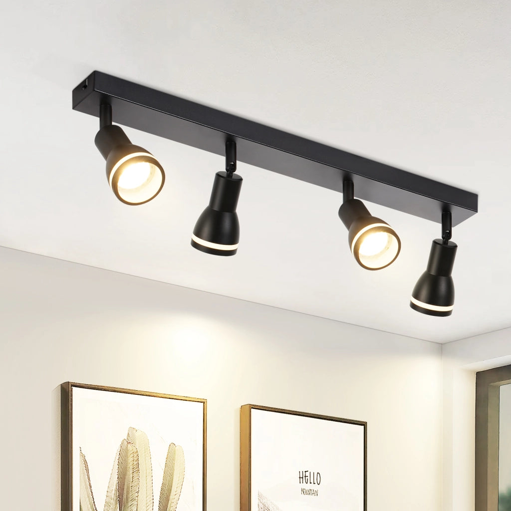 ZMH Faretto da soffitto neri 4 luci GU10 metallo orientabili per cucina ufficio soggiorno camera letto senza lampadina