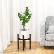 Sostegno per piante, metallico in stile Mid Century, supporto per piante angolare per interni ed esterni, grande, nero, adatto per contenitore da 20,5 cm