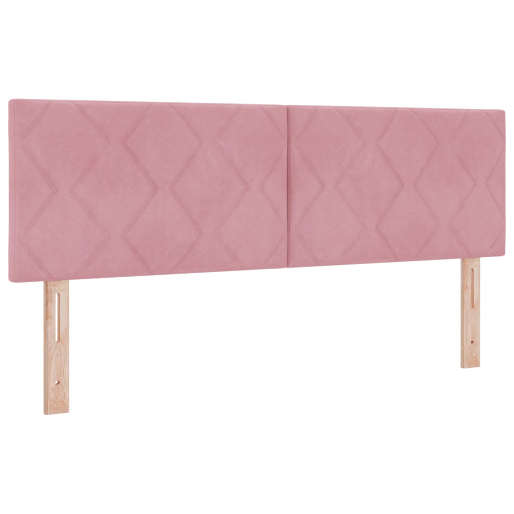 Letto Box Spring  con Materasso e LED Rosa 160x200 cm in Velluto