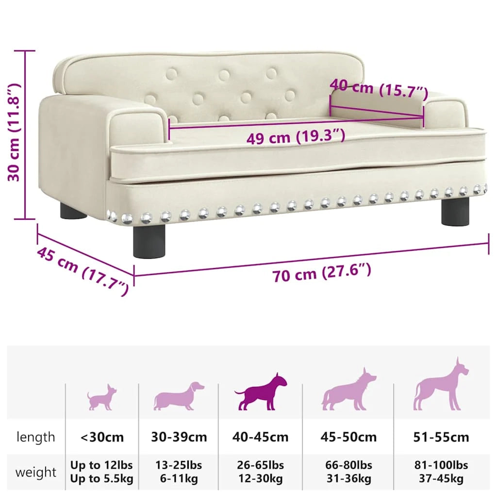 Cuccia per cani a forma di cesto comoda 70 x 45 x 30 cm velluto crema 02_0042859
