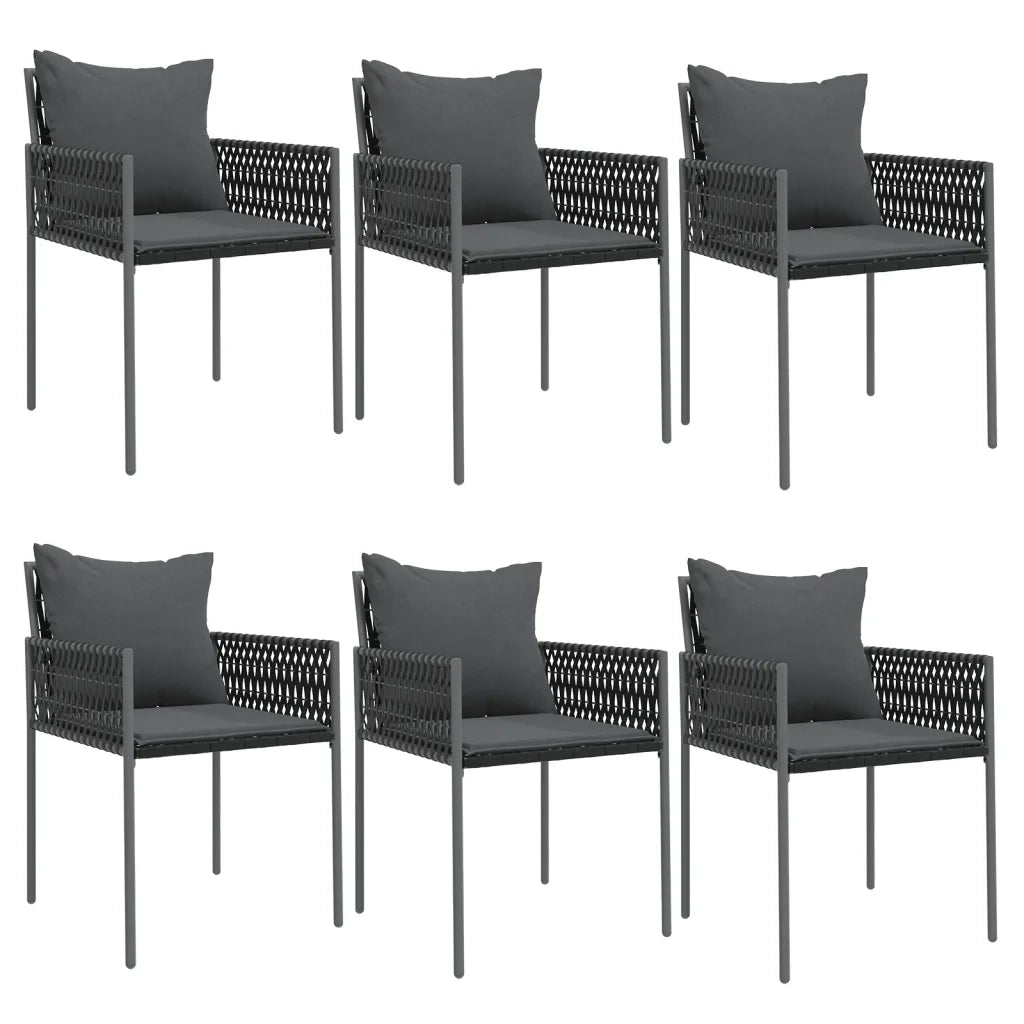 Set Pranzo da Giardino 7 pz con Cuscini in Polyrattan e Acciaio 3187060
