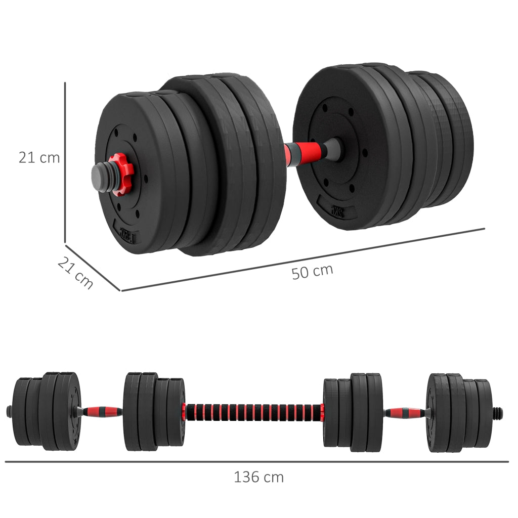 Set 2 Manubri Antiscivolo con 16 Dischi Pesi da 30 kg  totali e Connettore in Acciaio HDPE e Sabbia Nero