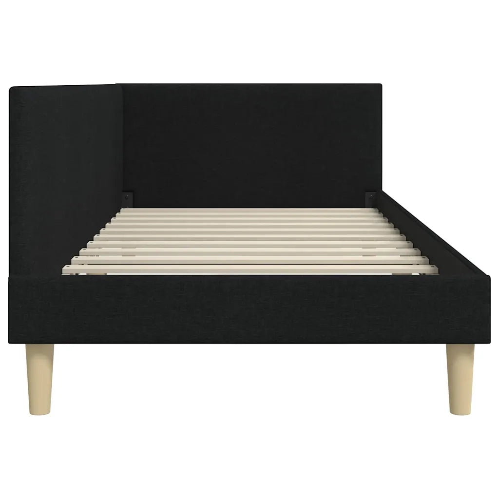 vidaXL Cornice del letto ad angolo Altro con testiera Nero 90 x 190 cm