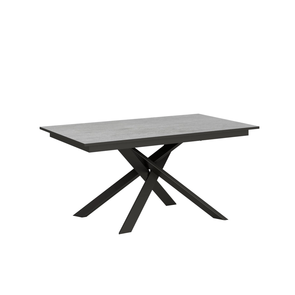Tavolo Allungabile 160-220x90x74 cm Ganty piano Cemento bordo Antracite