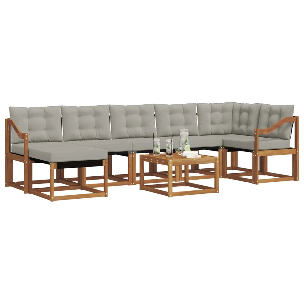 Set di divani da esterno 8 pcs Grigio Naturale e Chiaro 3368914