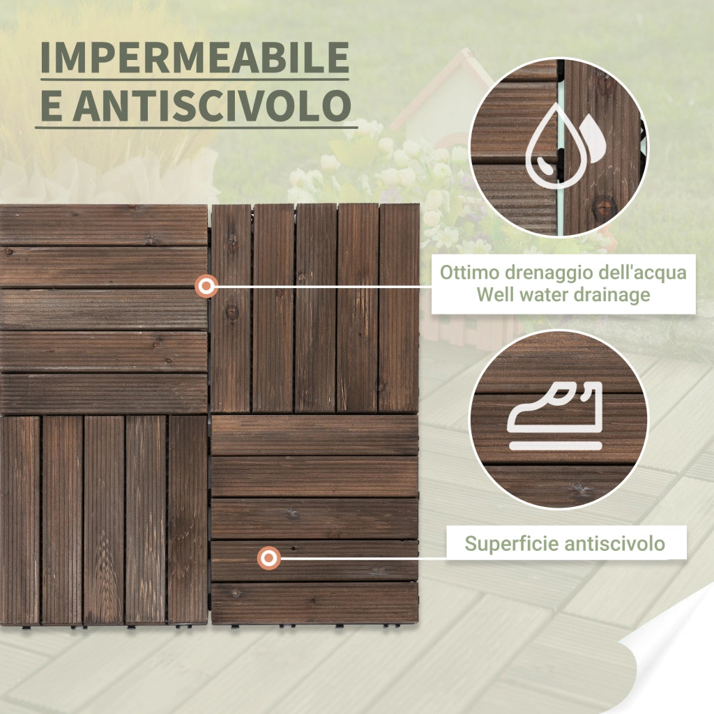 Pavimento in Legno per Esterni ¨C zephmum ¨C 27 Pezzi 30x30x2.5 cm