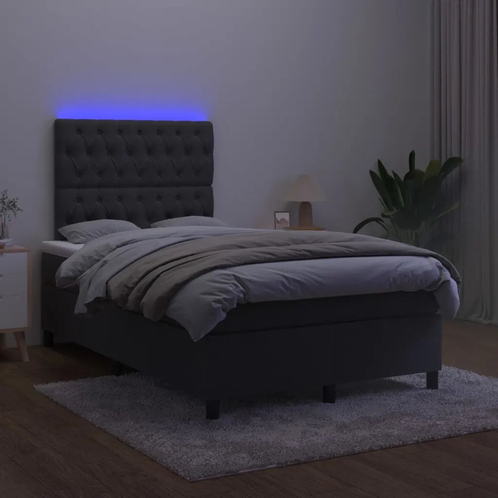 Letto a Molle con Materasso e LED Nero 120x200 cm in Velluto 3136295