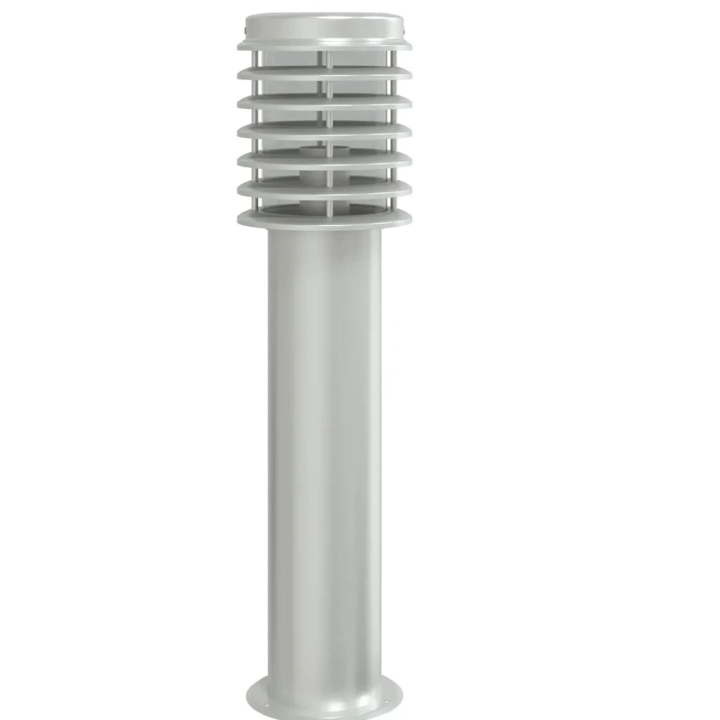 Set di 3 lampioni da giardino per esterni con spina integrata 14 x 14 x 60 cm acciaio inox argento 02_0056636