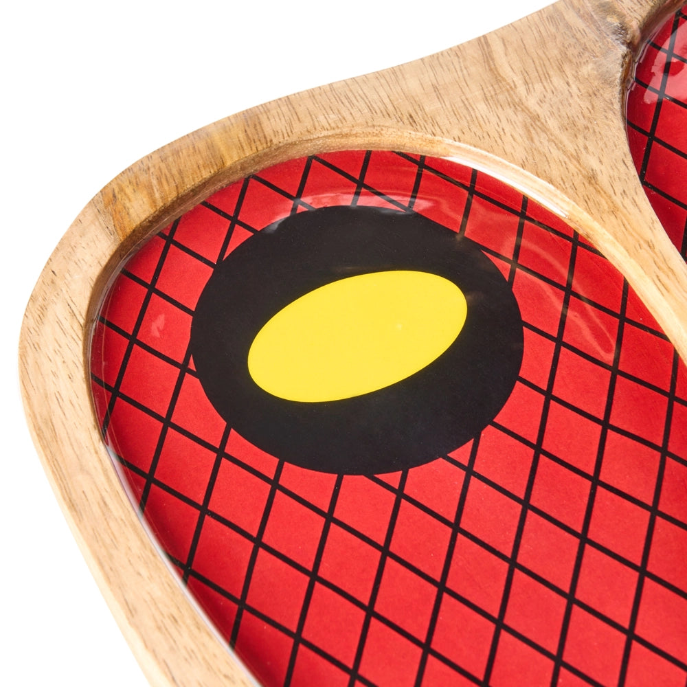 Decorazione da parete in legno di mango rosso decorativa da appendere con motivo astratto a forma di volto, realizzata a mano in stile boho