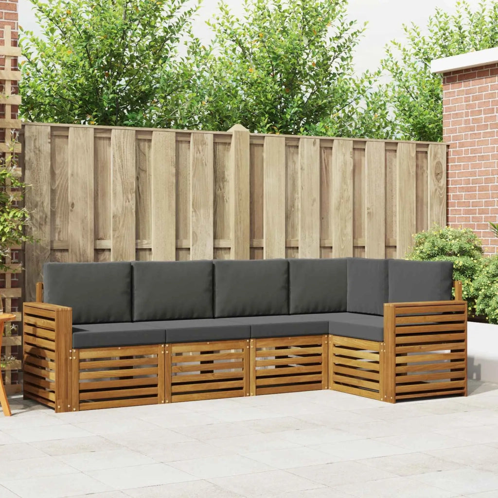 Set divano sezionale con cuscino 5 pcs Naturale e Antracite 3374817