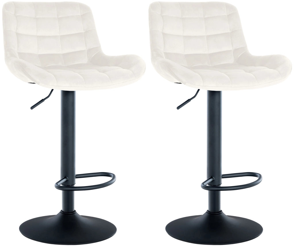 Set di 2 sgabelli da bar Tover crema,Velluto
