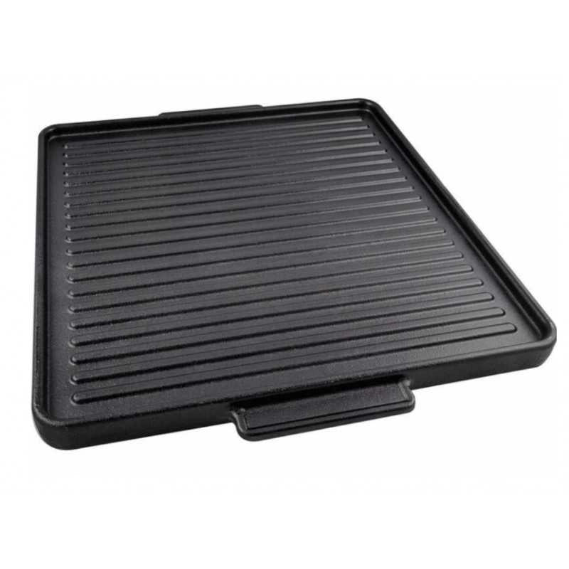 PIASTRA BISTECCHIERA GHISA PER FORNELLONE MISURE 415 X 415 CON MANICI BARBECUE - UNIVERSALE