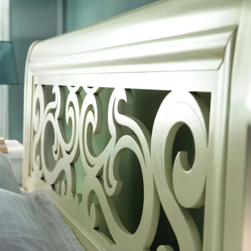 Letto matrimoniale shabby con testata traforata bianco 171x216x112 - Mobili 2G