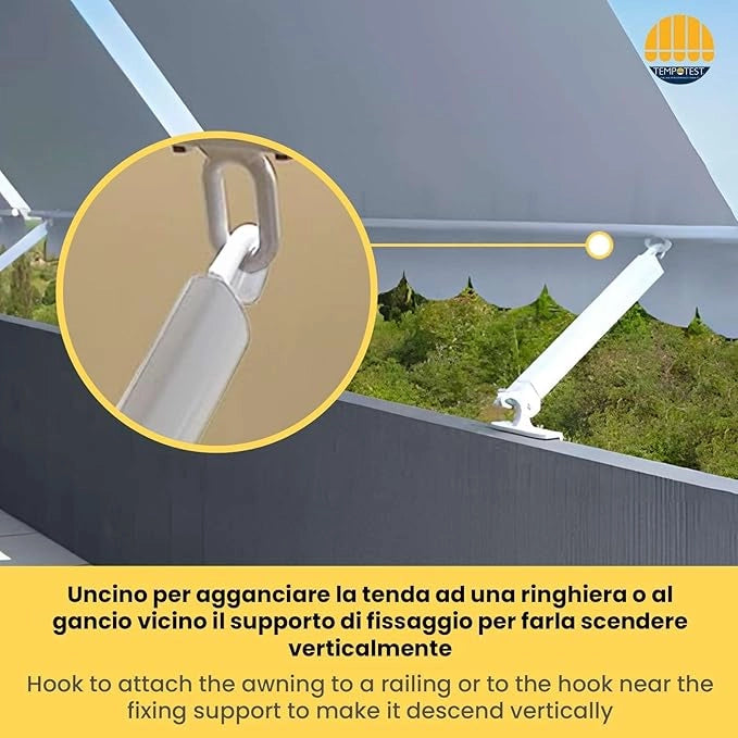 Coppia di Braccetti per Tende da Sole a Caduta Tempotest Parà in Alluminio 70 cm - Colore Nero