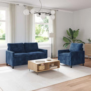 Set di divani 2 pcs Blu navy Poliestere