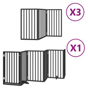 Cancelletto di sicurezza per animali domestici porta pieghevole 15 pannelli legno di pioppo nero 02_0023214