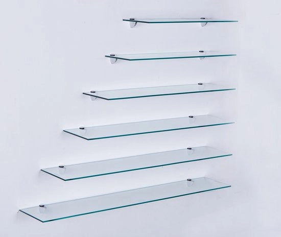 Pannello di vetro con vetro trasparente - Pannello di vetro in legno - Pannello di vetro per la cabina doccia - Pannello di vetro con supporti metallici - Pannello di vetro 80 cm - Vetro di sicurezza 6 mm - Pannello di vetro in vetro