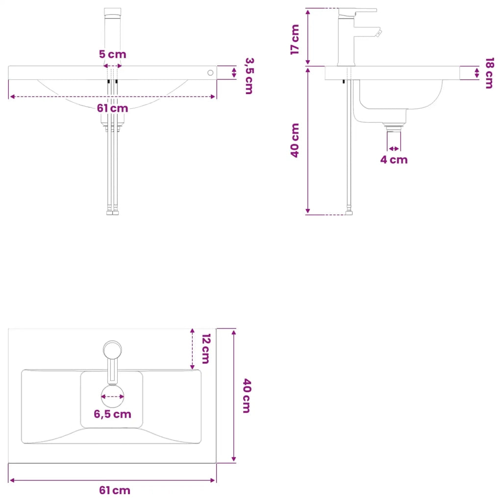 Mobile bagno con rubinetto Legno antico 61 x 40 x 74,5 cm 889543