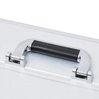 Valigetta Porta Trucchi a 3 Livelli con 2 Serrature, in Alluminio, MDF ed EVA, 36.5x24x29 cm, Argento