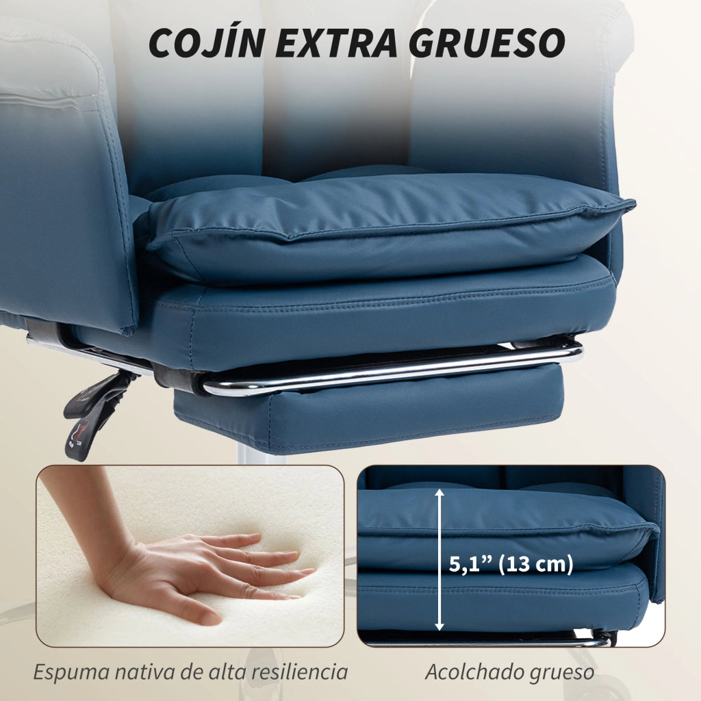 Sedia da ufficio con poggiapiedi ¨C Zephmum ¨C Schienale reclinabile, imbottita, blu
