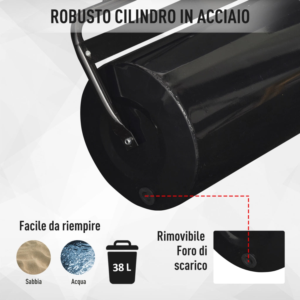 Rullo da Giardino in Metallo Nero ¨C zephmum ¨C ¦µ32x50cm