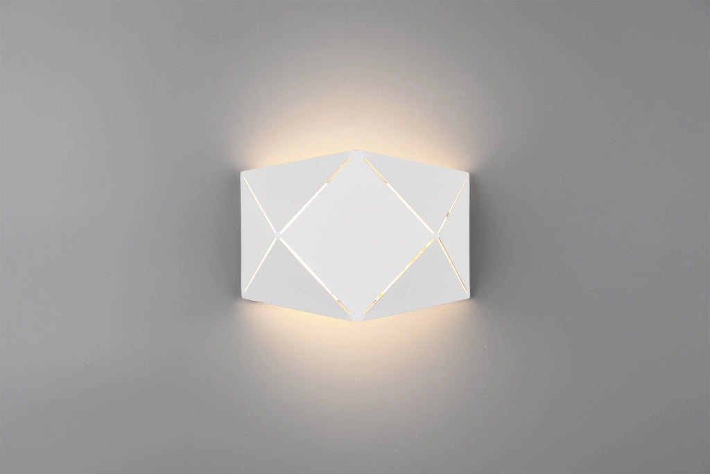 Applique Led Parete Interno Metallo Bianco Tagli Laser Rombi Zandor GD Trio