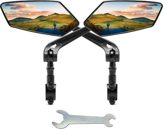 Due specchi retrovisori per bicicletta, grande specchio pieghevole per manubrio da 20-24 mm, specchio retrovisore 360° regolabile in alta definizione per bicicletta, specchio per bicicletta, specchio per mountain bike
