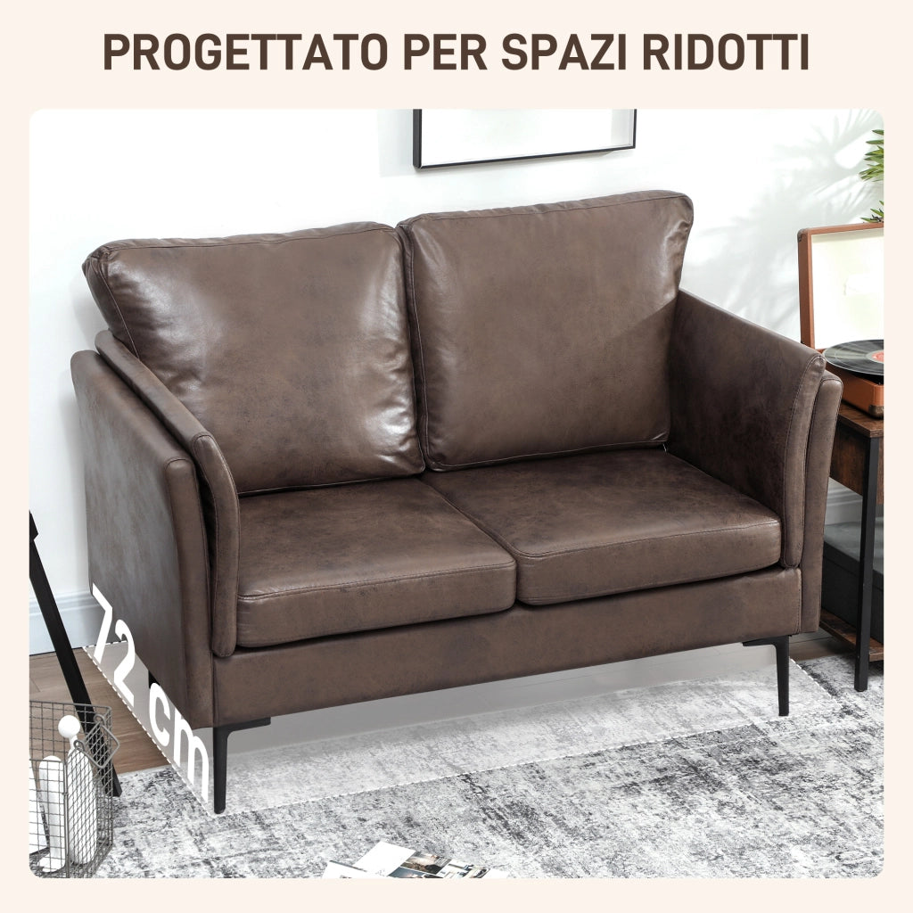 Divano 2 Posti in Pelle ¨C zephmum ¨C 137x72x88 cm, Marrone Scuro