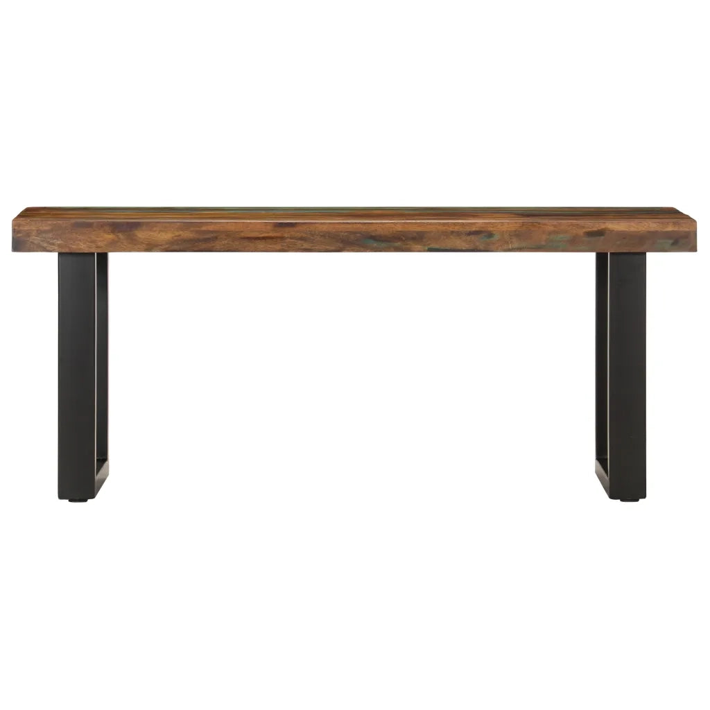 Panca 110 cm in Legno Massello di Recupero e Acciaio