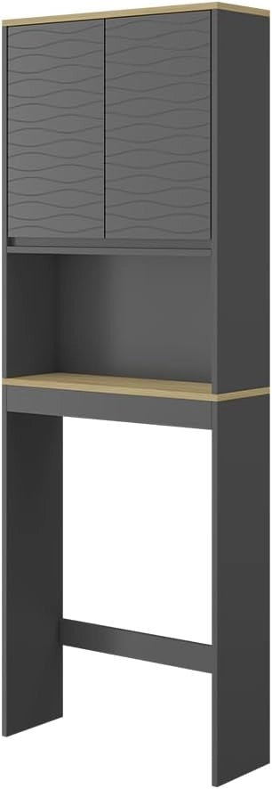 Mobile a specchio per il bagno Livia, Bianco, 60 x 63 cm con specchio, per riporre sopra il WC con area scaffale aperta