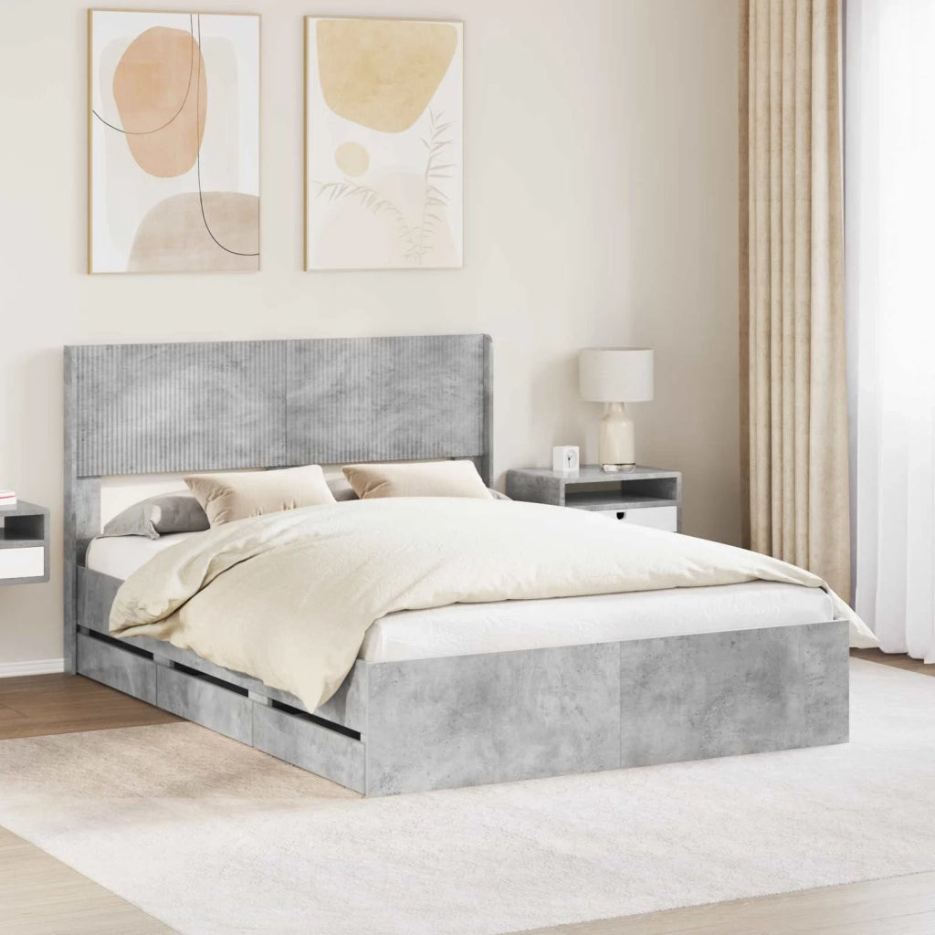 Struttura del letto con stoccaggio e testata Grigio Cemento 3414296