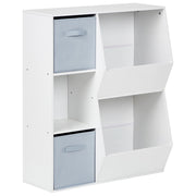 Scaffale Libreria a 3 livelli in truciolato bianco con tessuto non tessuto Scatole con ripiani per la cameretta dei bambini