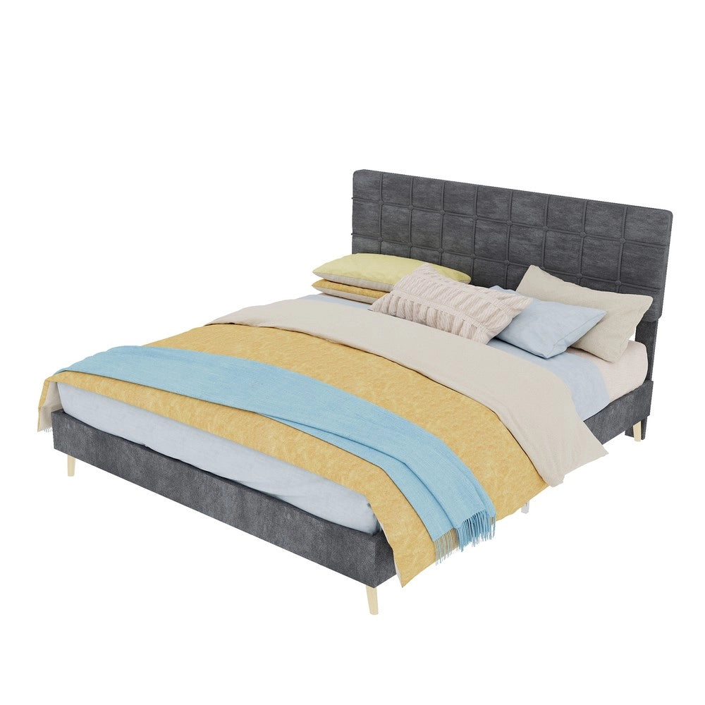 Letto Matrimoniale Imbottito con Materasso ¨C MINIMAL ¨C Tessuto Grigio Scuro 160x200