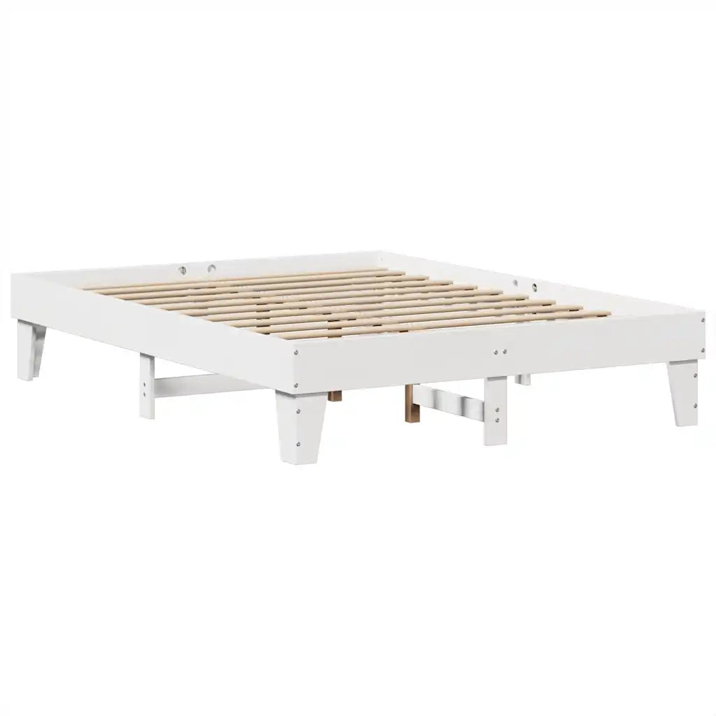 Letto Libreria senza Materasso-Struttura Letto con contenitore Bianco 140x200 cm Legno di Pino 924914