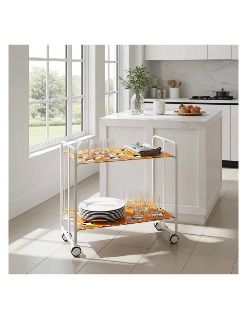 Carrello da cucina pieghevole bianco con ruote BAUHAUS 2 ripiani