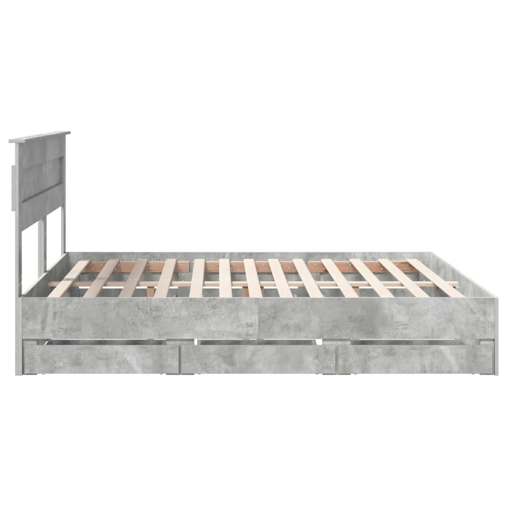 Struttura del letto con cassetto Grigio cemento 200 x 200 cm