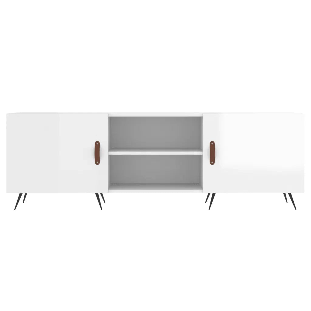 Mobile Porta TV Bianco Lucido 150x30x50 cm in Legno Multistrato 829070